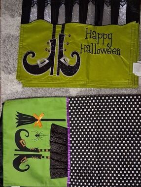Happy Halloween Green Witch Boot Table Runner - Halloween Party Decor